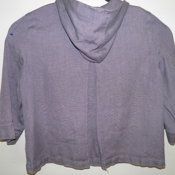 Coldwater Creek Purple Linen 3/4 Sleeve Hood Jacket Size M Petite - Picture 4 of 6